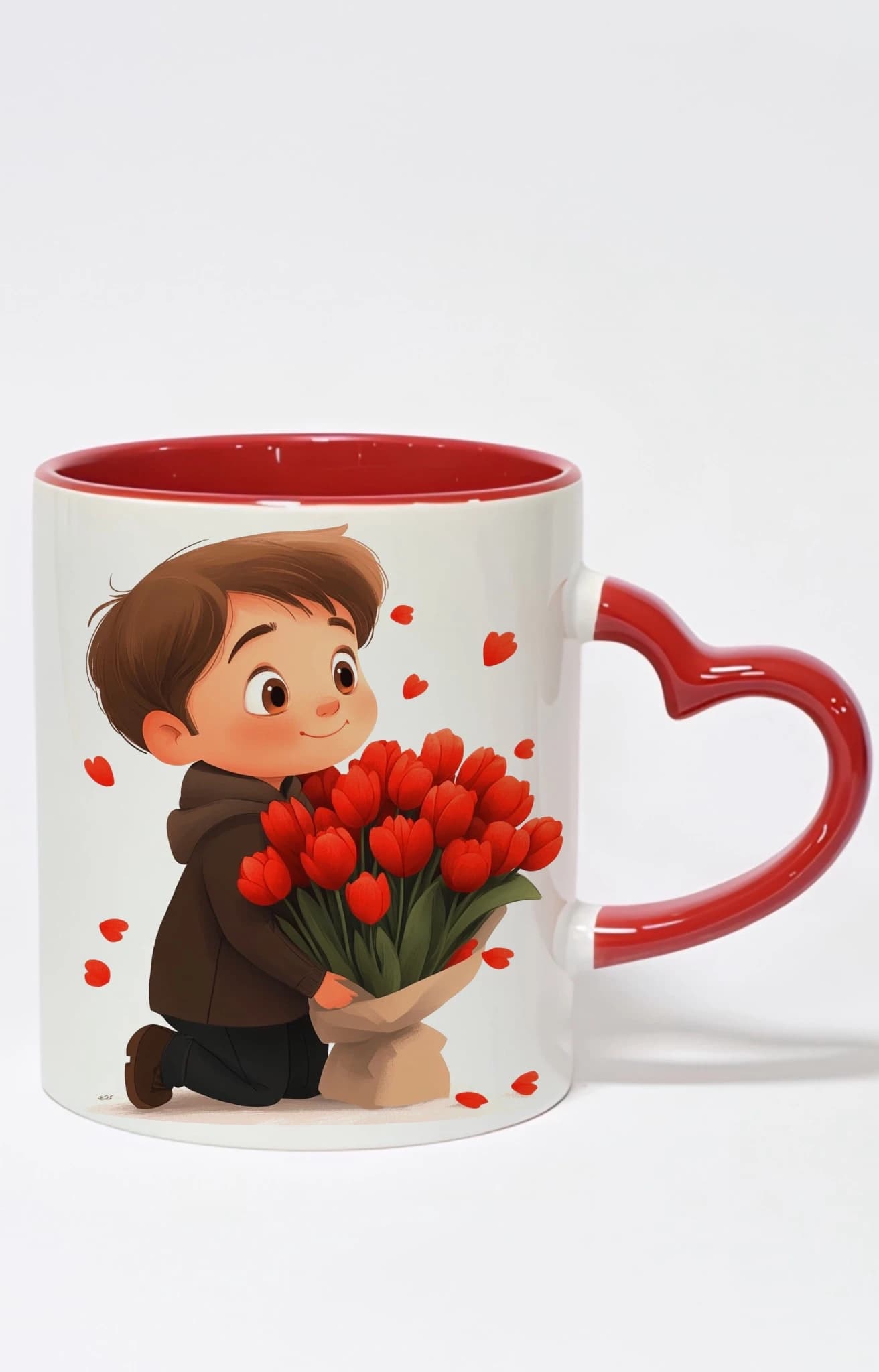 ماگ دسته قلبی رنگی طرح پسر boy کد 10010