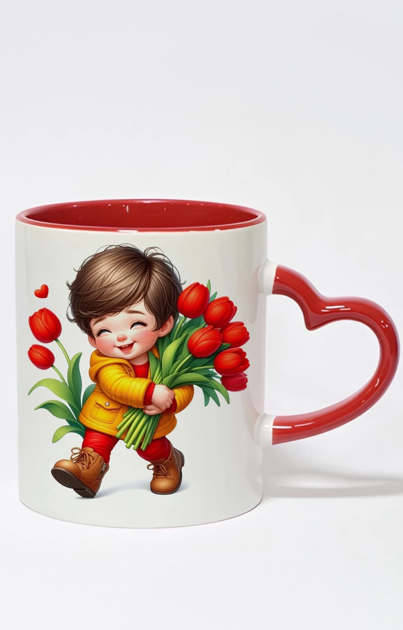 ماگ دسته قلبی رنگی طرح پسر boy کد 10009