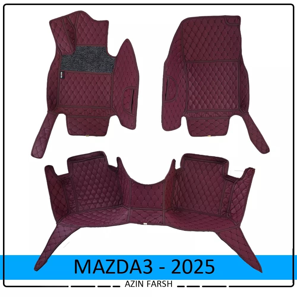 کفپوش 6 بعدی مدل گلدوزی مزدا 3 2025 هیبرید آذین فرش — تصویر ۲