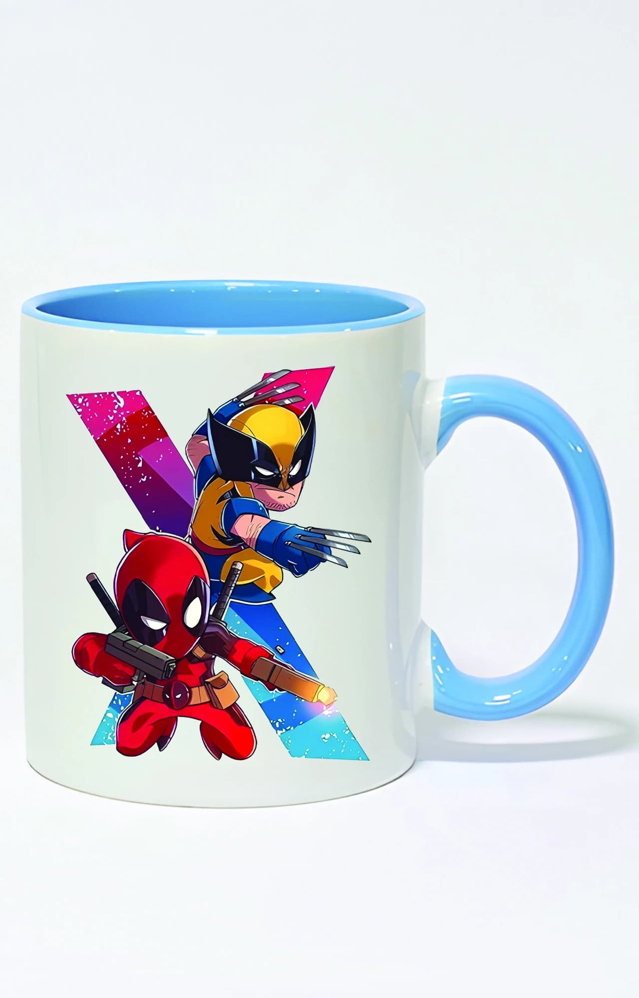 ماگ دسته و داخل رنگی طرح ددپول و ولورین Deadpool & Wolverine کد 3605