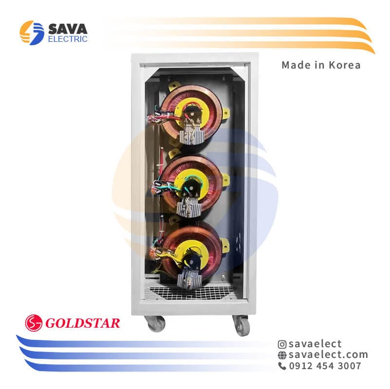 استابلایزر سه فاز سروو موتوری 10KVA عمودی LG-3P-10K-T گلداستار کره — تصویر ۵