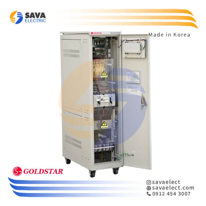 استابلایزر سه فاز سروو موتوری 150KVA عمودی LG-3P-150K-I گلداستار کره — تصویر ۲
