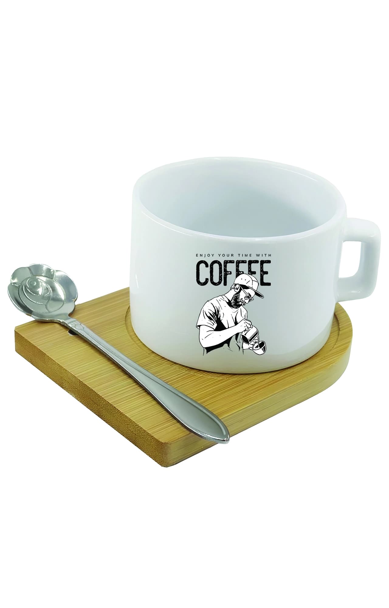 فنجان و نعلبکی بامبو طرح قهوه coffee کد 4446