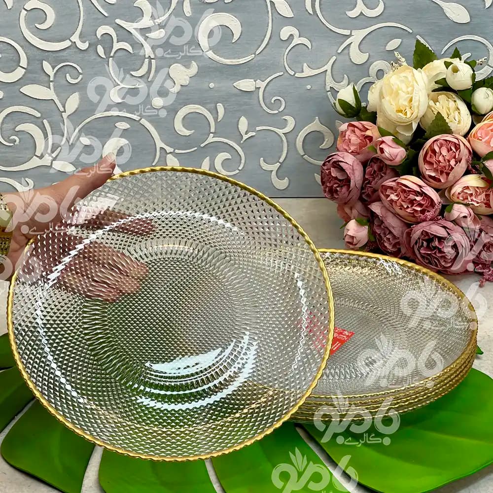 ست ظروف پذیرایی پیکسل لب طلا — تصویر ۲
