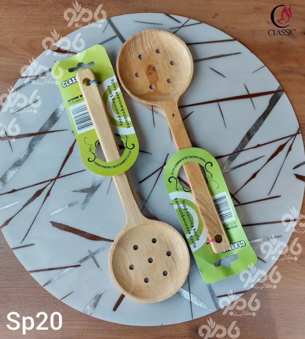 کفگیر چوبی رابروود گرد سوراخ پهن 28*9 کدsp20 — تصویر ۲