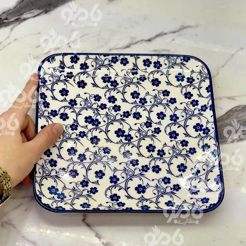 پیش دستی سرامیکی مربع 20*20 دنی هوم گل آبی جدید — تصویر ۲