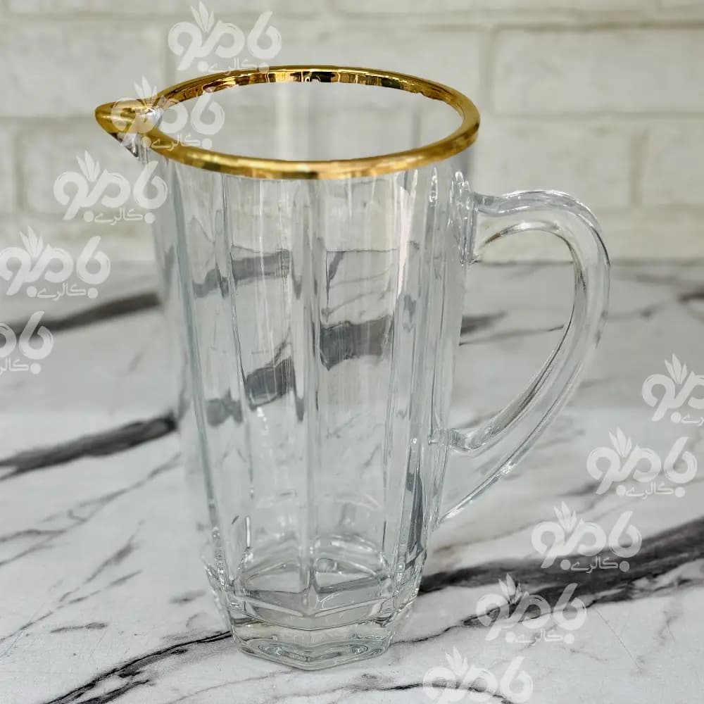 پارچ و لیوان شیشه ای هامبورگ لب طلایی — تصویر ۳