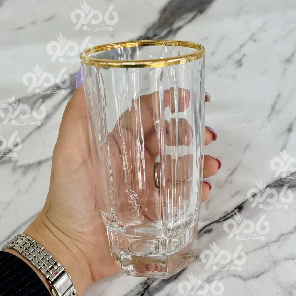 پارچ و لیوان شیشه ای هامبورگ لب طلایی — تصویر ۲