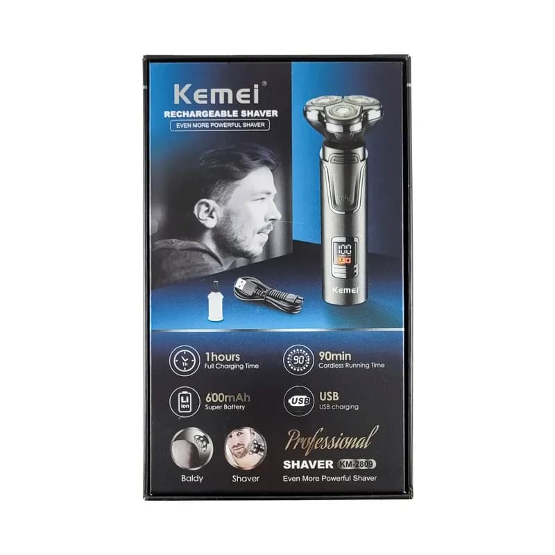 ریش تراش کیمی مدل KM-2809، ماشین اصلاح سه تیغ حرفه‌ای برای آقایان — تصویر ۶