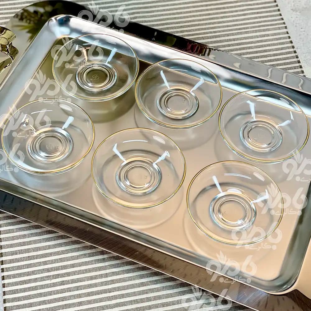 نعلبکی شیشه ای لب طلا کاهی پاشاباغچه — تصویر ۲