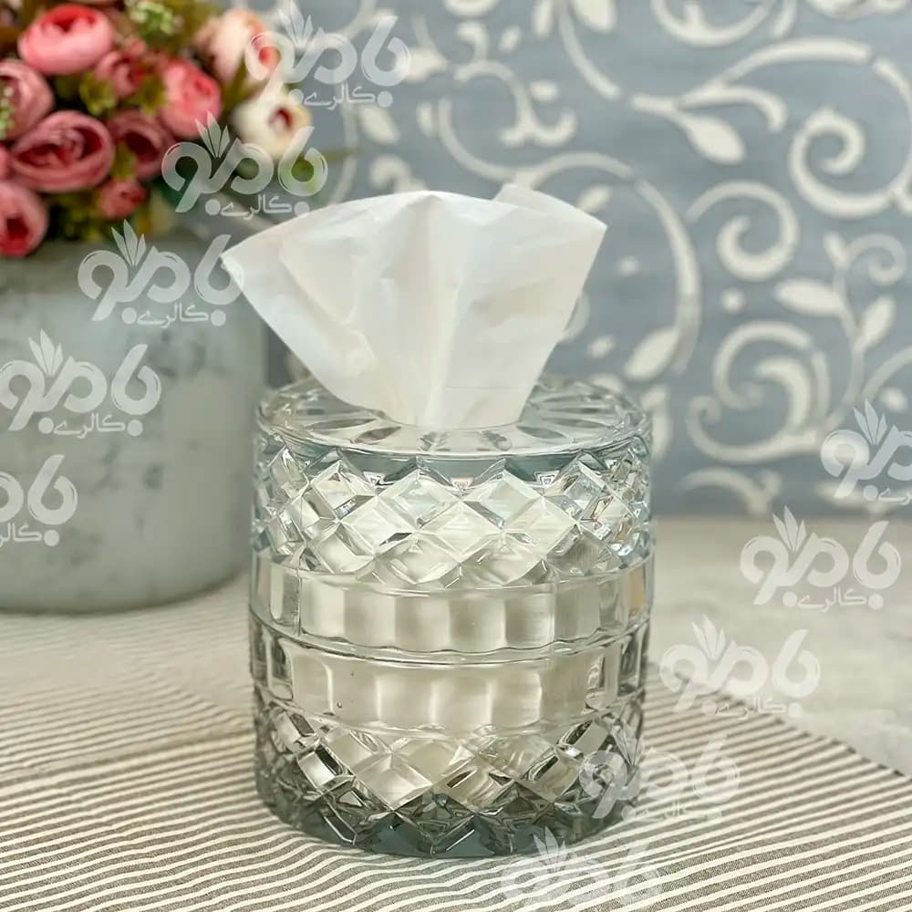 استند دستمال رولی شیشه ای گرد استوانه