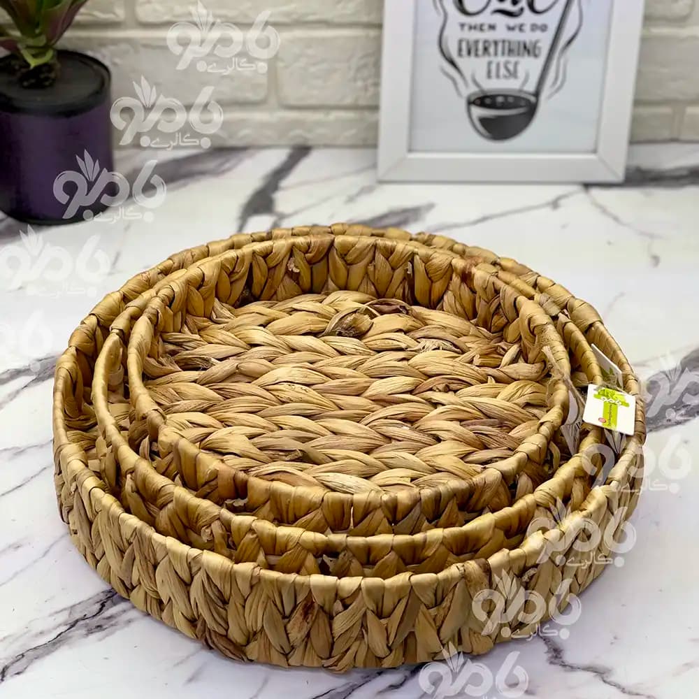 سینی حصیری وارداتی گرد ساده