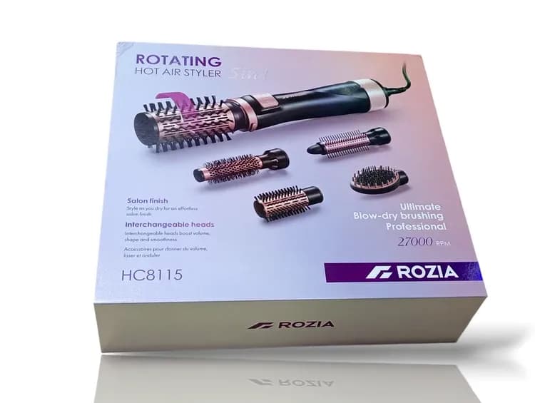 سشوار برس‌دار چرخشی 1000 وات روزیا مدل HC8115 5in1 — تصویر ۳