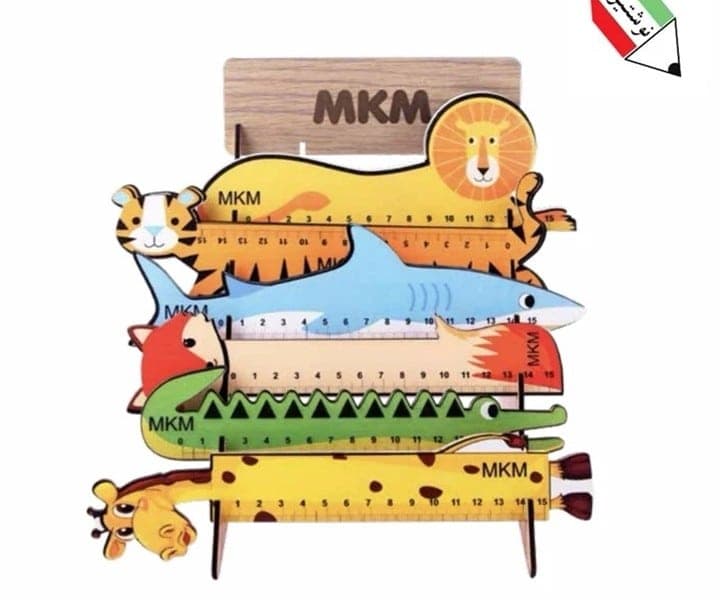 خط کش 15 سانت چوبی طرح حیوانات mkm