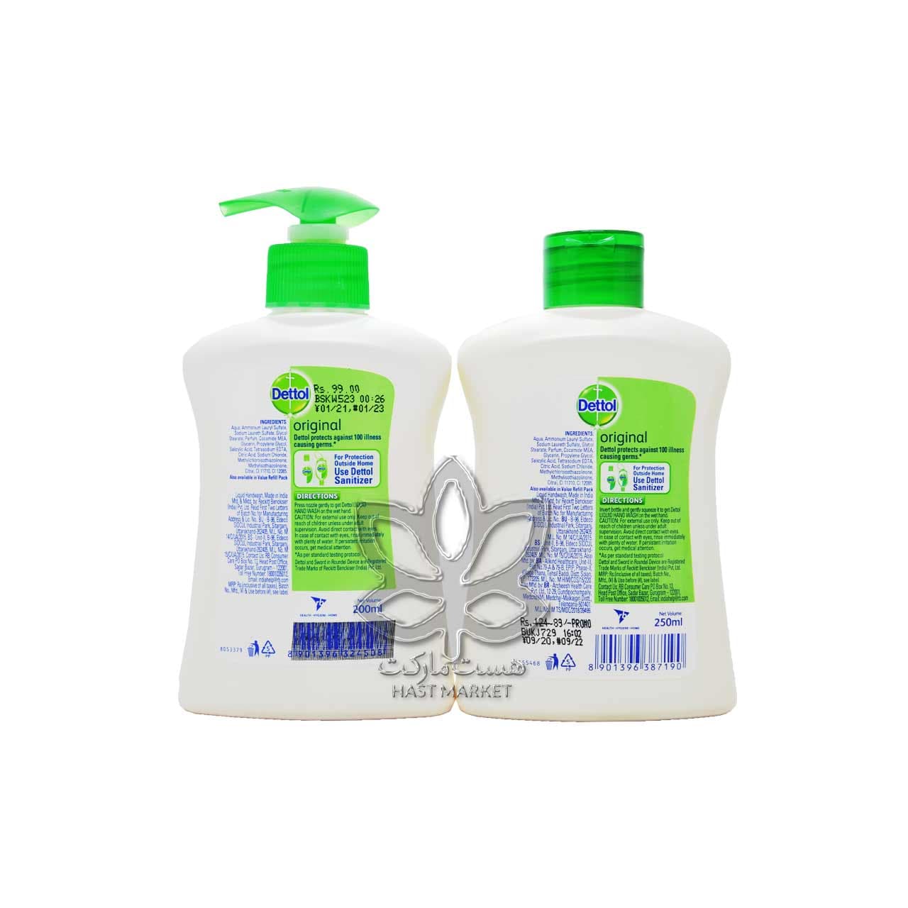 مایع دستشویی با یدک ( ریفیل ) ۲۵۰+۲۰۰ میل دتول – dettol — تصویر ۴