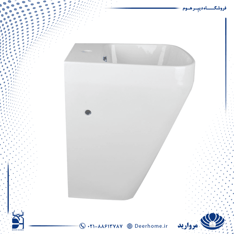 دستشویی دیواری مروارید مدل کرون 42 پایه دار — تصویر ۲