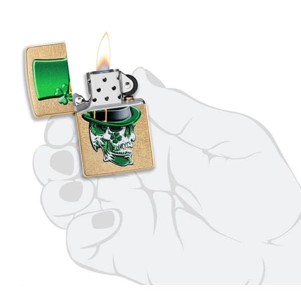 فندک زیپو اصل Zippo Irish Skull Design کد 49121 — تصویر ۳