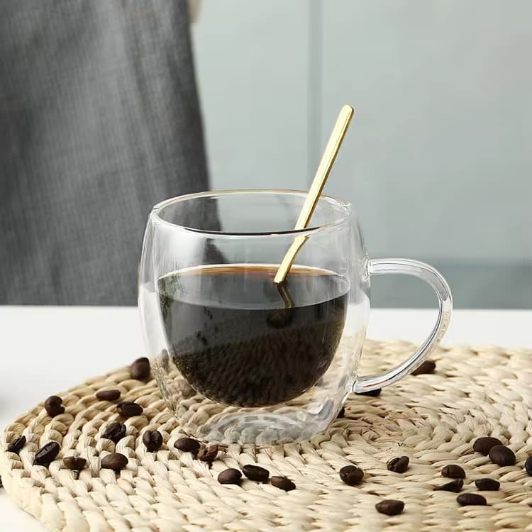 لیوان دوجداره پیرکس دسته دار 250 میل — تصویر ۵