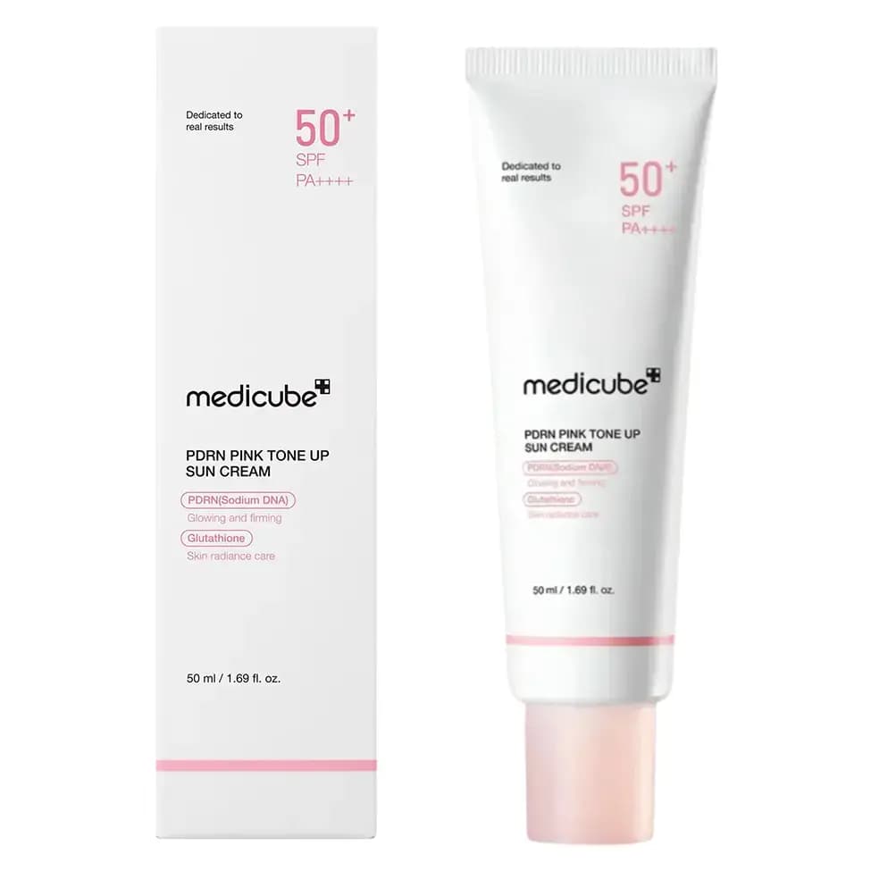 کرم ضد آفتاب و روشن‌کننده صورتی مدیکیوب 50 میل Medicube Pink Tone-Up+SPF50