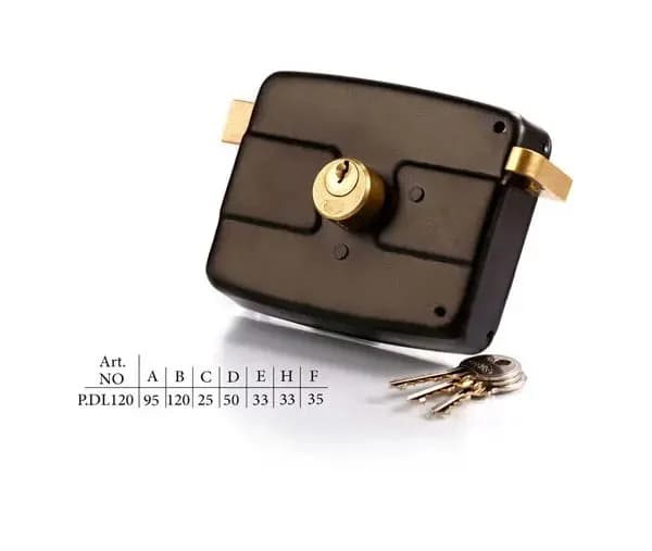 قفل درب حیاطی پارس با کلید معمولی مدل DL-120 — تصویر ۲