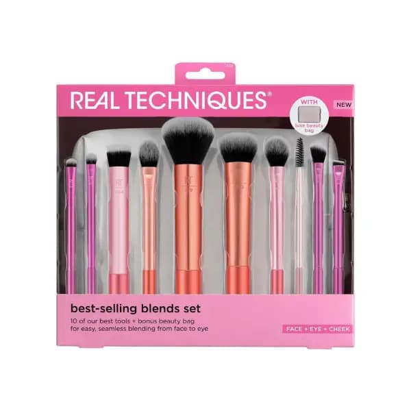 ست براش ریل تکنیکس مدل Best-Selling Blends Set به‌همراه کیف Real Techniques