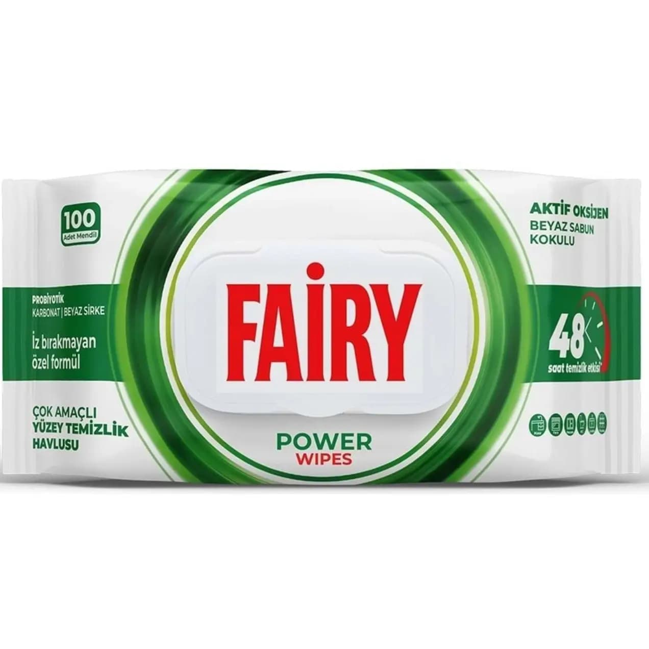 دستمال مرطوب چند منظوره سطوح فیری پاور مدل صابون سفید ۱۰۰ عددی Fairy Power Surface Cleaning Wipes