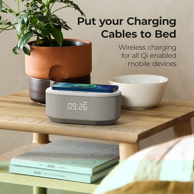 اسپیکر بلوتوث و ساعت رومیزی هوشمند آی‌باکس با شارژر وایرلس و رادیو | i-box Bedside Wireless Charging Radio Alarm Clock — تصویر ۲