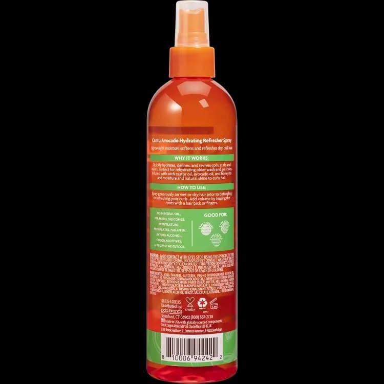 اسپری رفرشر آبرسان آووکادو کانتو احیا کننده و باز کننده گره موی فر 355 میل Cantu Avocado Hydrating Refresher Spray — تصویر ۲