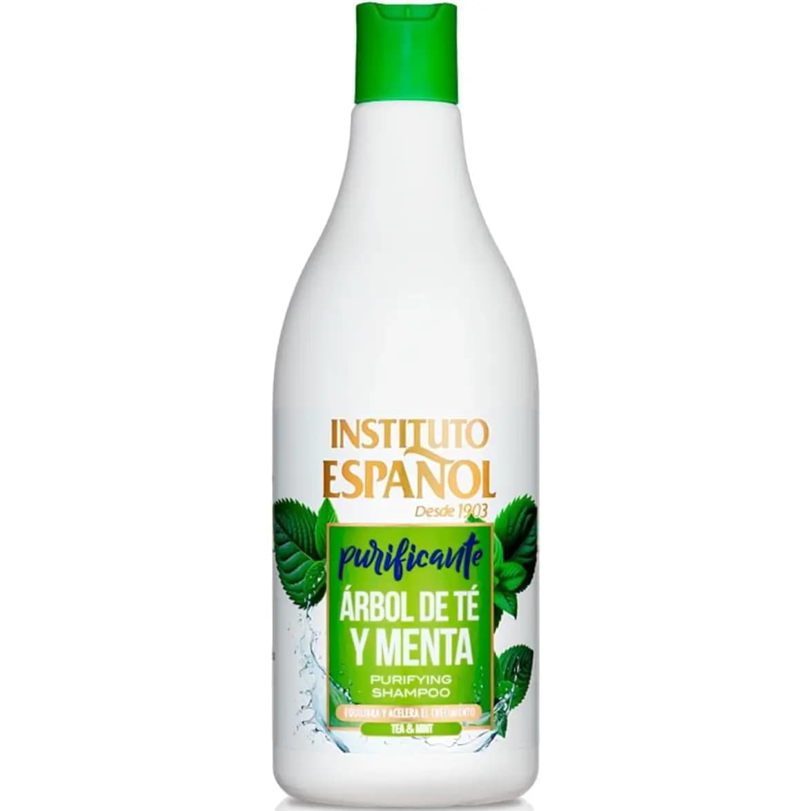 شامپو تصفیه‌کننده درخت چای و نعناع اسپانول ضد شوره و چربی حجم ۷۵۰ میل Instituto Espanol Tea Tree + Mint Shampoo