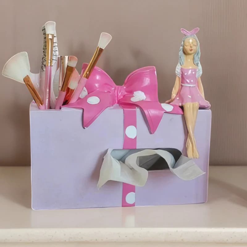 جای دستمال کاغذی و جا براشی دکوری مدل دختر