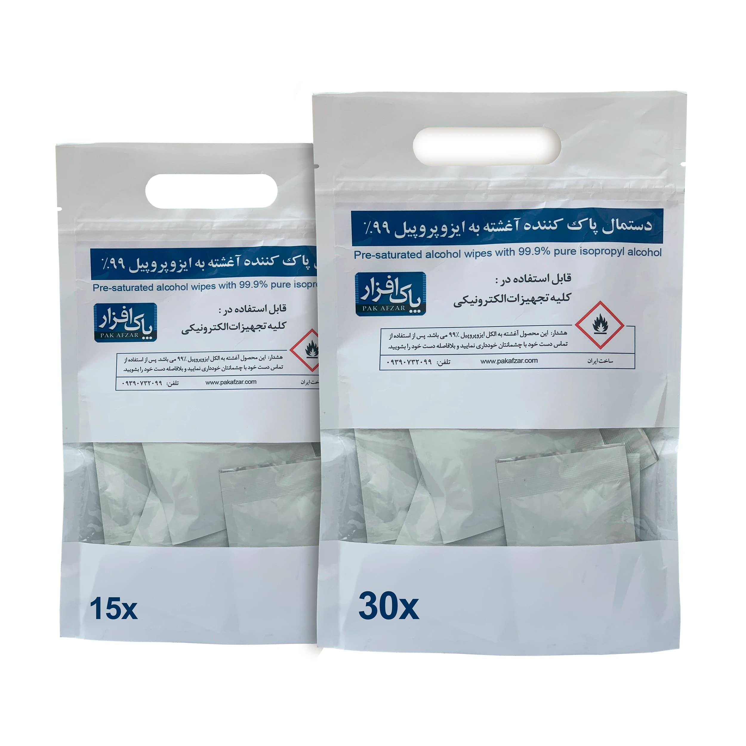 دستمال تمیز کننده آغشته به IPA 99%