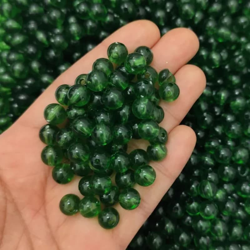 مهره رنگی شفاف 8میل ایرانی سبز تیره(100گرم) — تصویر ۲