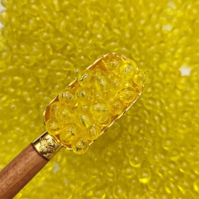 مهره رنگی شفاف 8میل ایرانی زرد(100گرم)(عمده و جزئی)