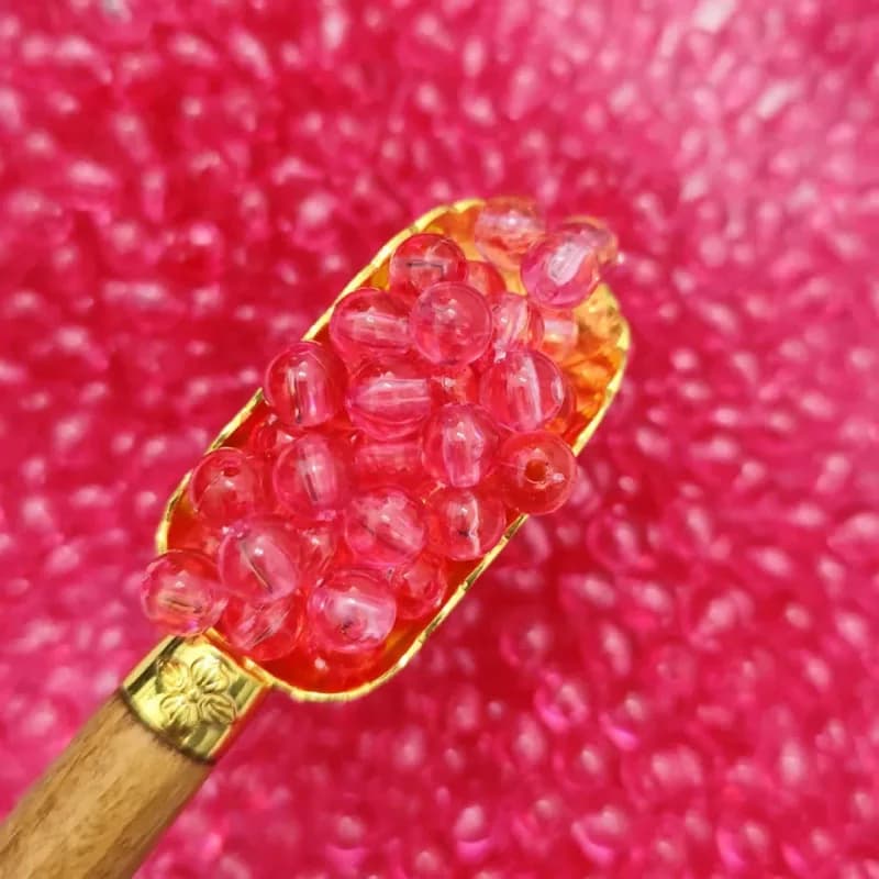 مهره رنگی شفاف 8میل ایرانی سرخابی (100گرم)(عمده و جزئی)
