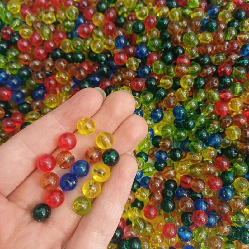 مهره رنگی شفاف 8میل ایرانی رنگارنگ (100گرم)(عمده و جزئی) — تصویر ۲