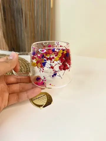 لیوان دوجداره گل خشک فانتزی پیرکس — تصویر ۲