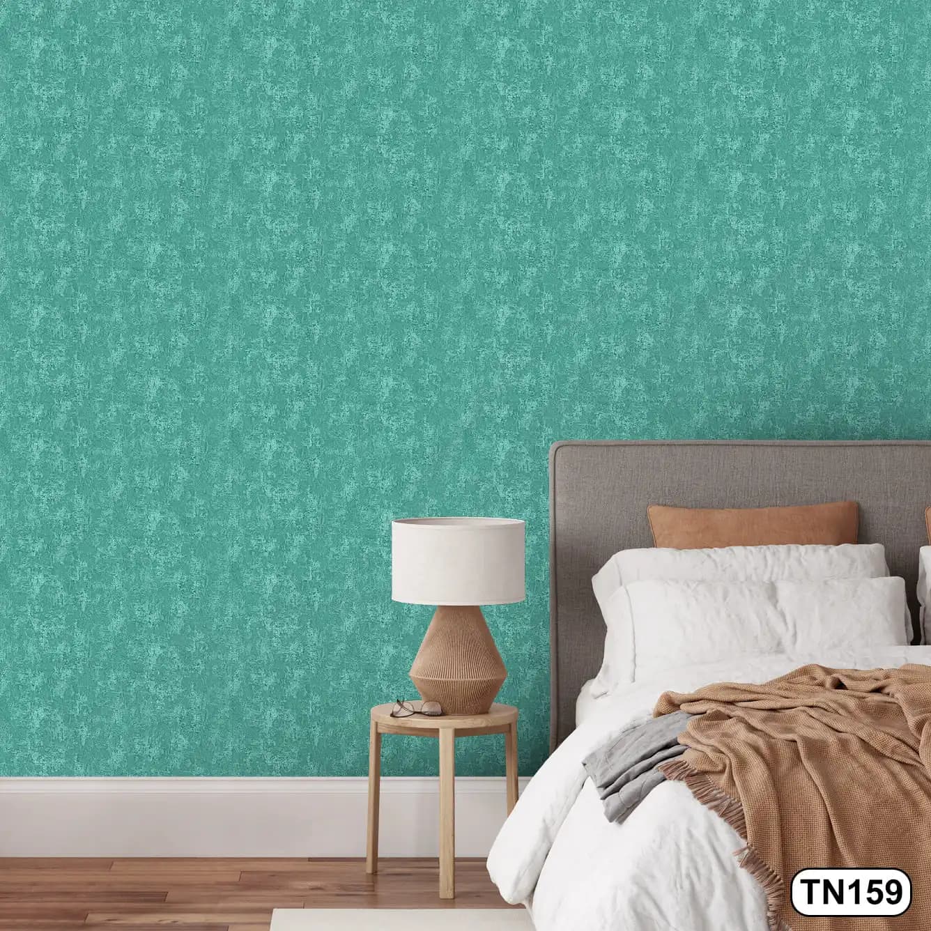 کاغذ دیواری رنگ سبز آبی کد TN159