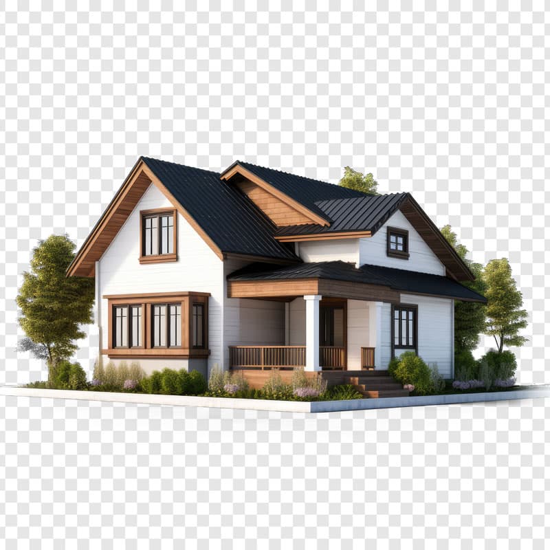 تصویر 3D خانه ویلایی روستایی