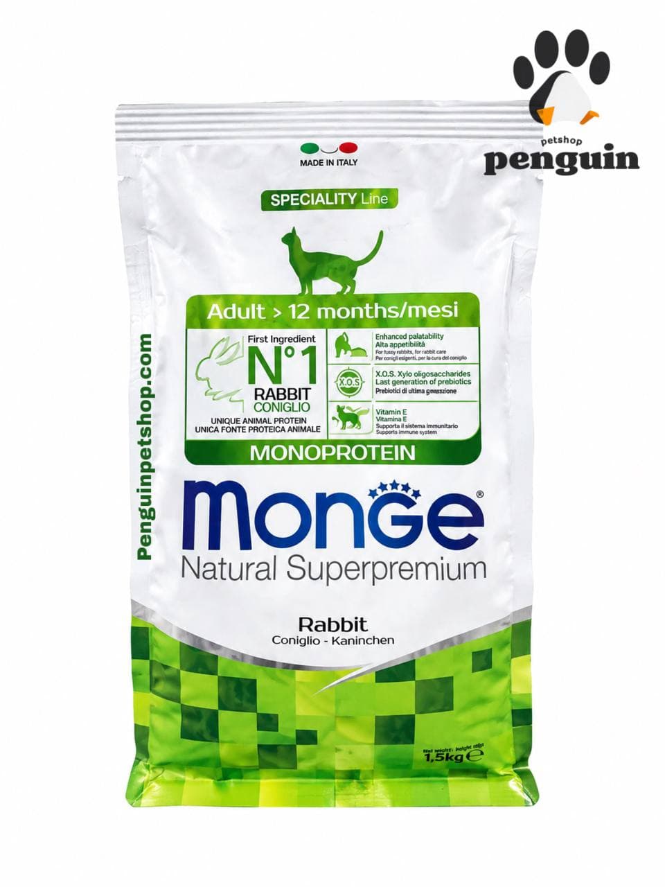 غذای خشک گربه با طعم خرگوش مونژ Monge وزن 1.5 کیلوگرم