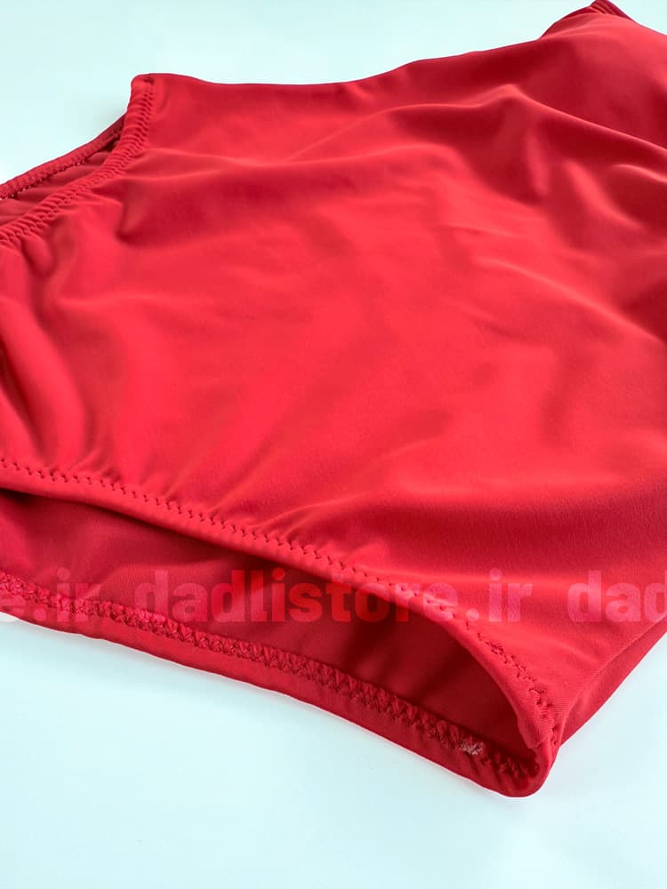 مایو یک تکه کاپدار قرمز بند پلیسه فیتن Fitan — تصویر ۴