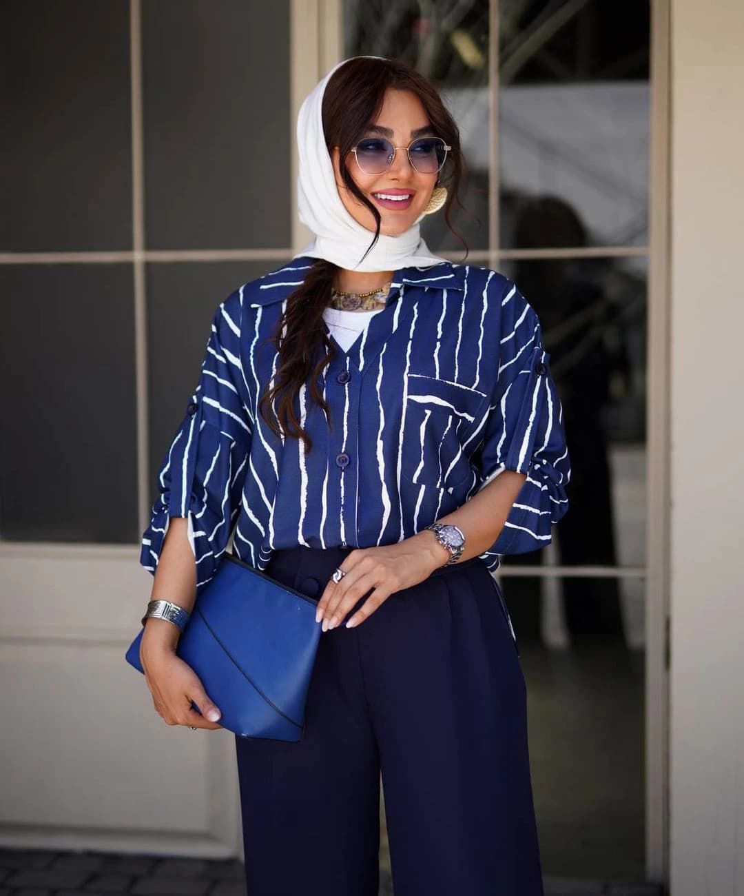 شومیز راه راه مدل پرنیان