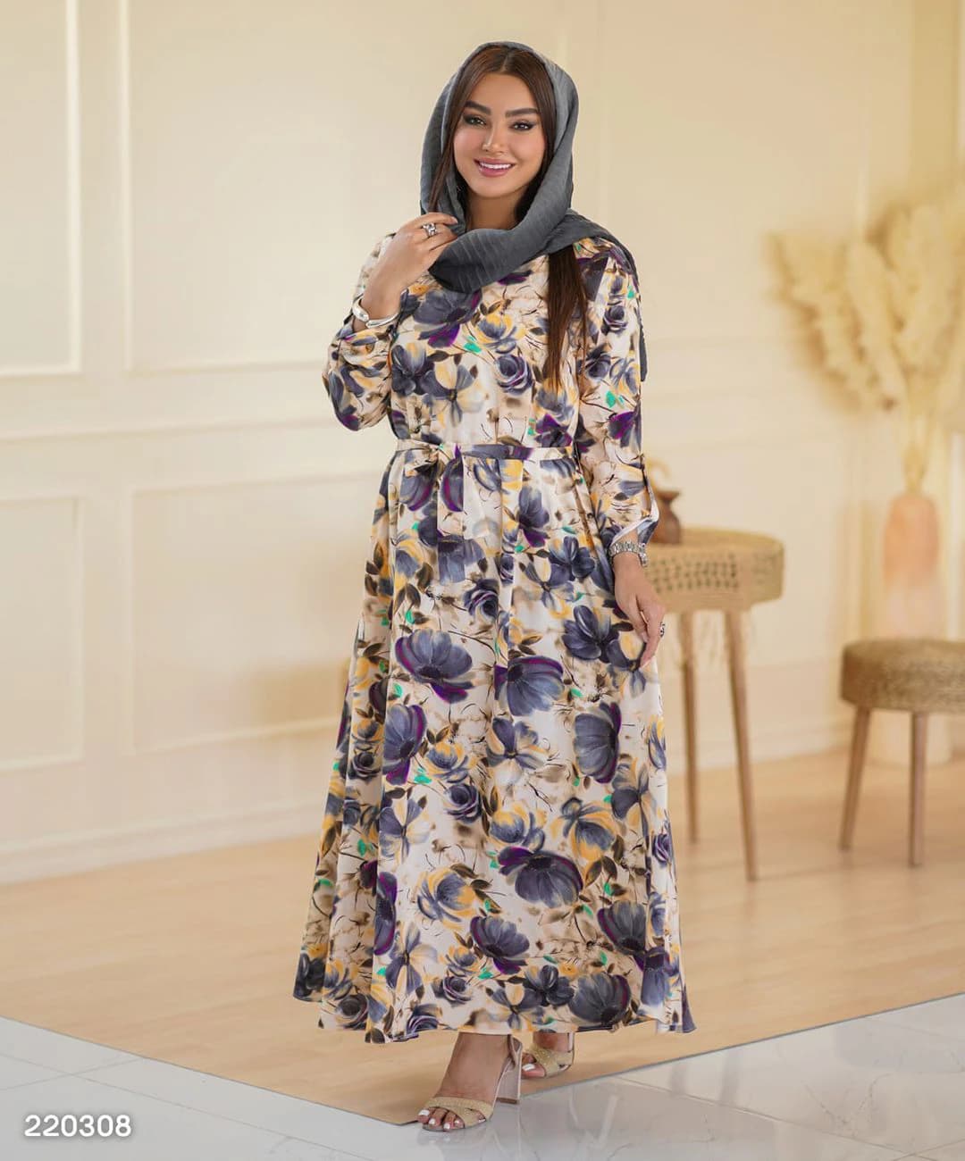 پیراهن نخی مدل رنگین — تصویر ۷