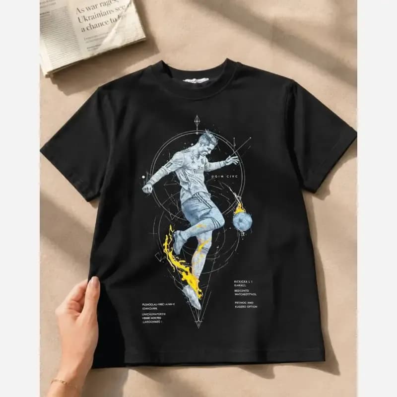 تیشرت پنبه لاکرا طرح رونالدو CR7 اورسایز بچگانه — تصویر ۶