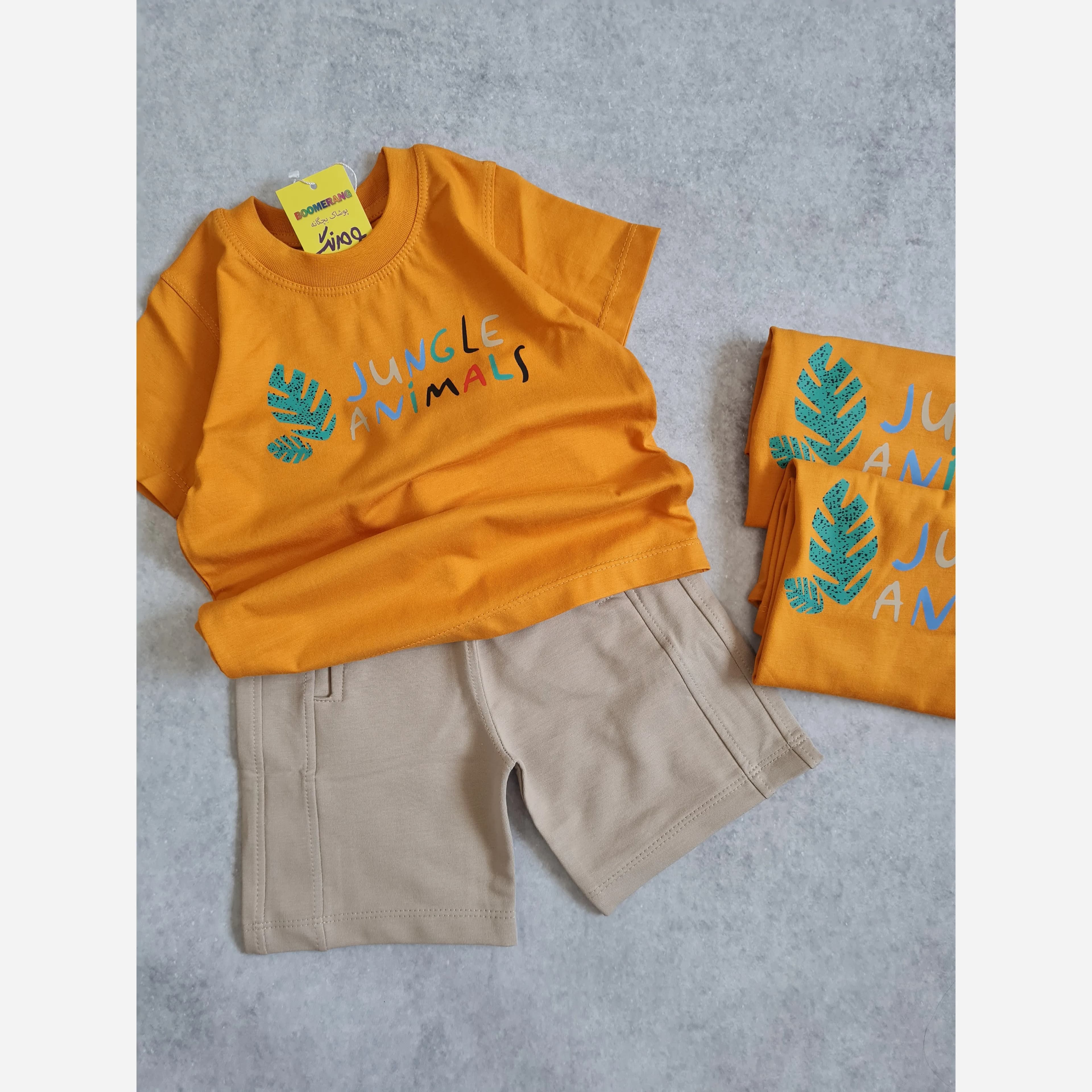 ست تیشرت شلوارک بچگانه اسپرت طرح JUNGLE مناسب سن 1 تا 7 سال جنس سوپر نخ پنبه دورو درجه یک — تصویر ۷