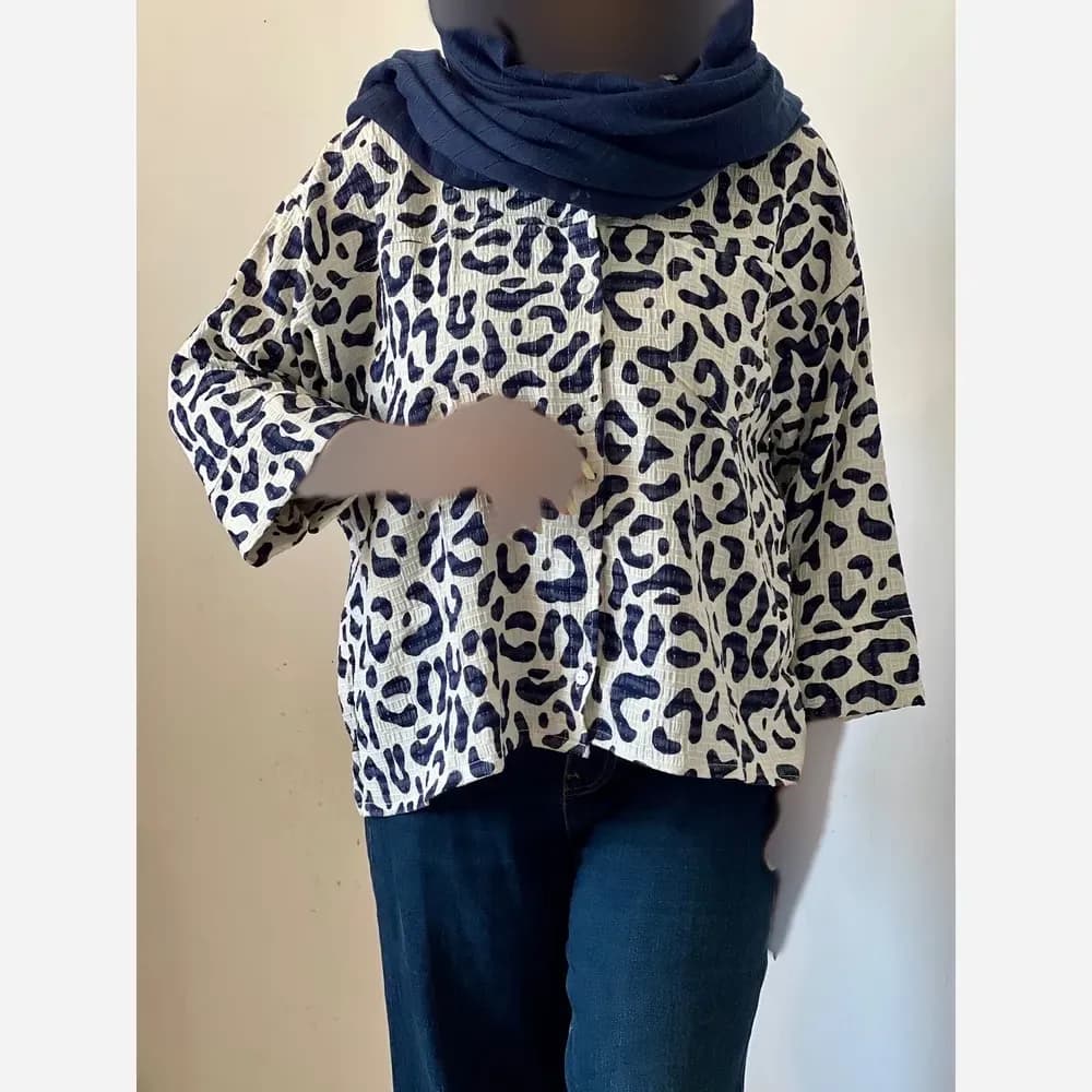 شومیز زنانه کریشه نخ تابستانه و خنک فری سایز — تصویر ۴