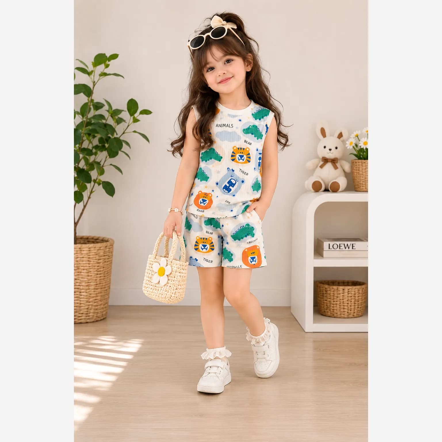 ست تاپ و شلوارک بچگانه نخ پنبه ای طرح فانتزی برند COCO