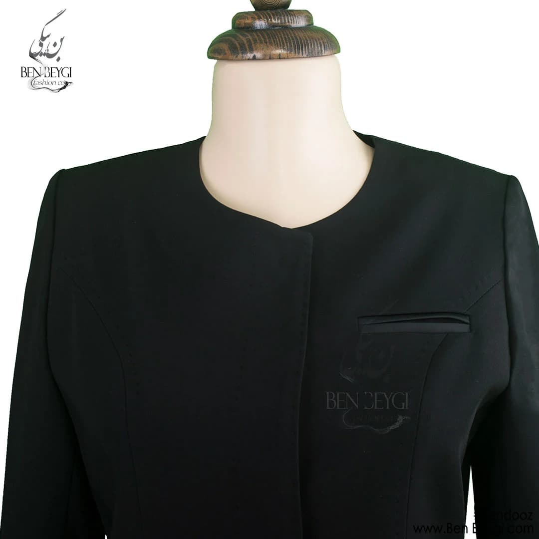 مانتو شلوار اداری یقه گرد بانتو دوزی پارچه فیونا کد 10648 — تصویر ۳