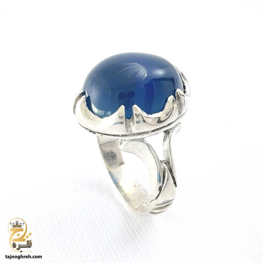 انگشتر نقره عقیق کبود مردانه مدل RSM K32