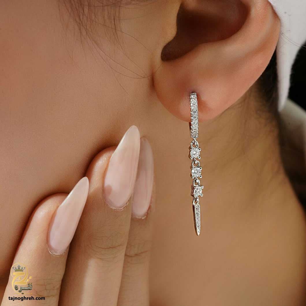 گوشواره نقره آویز زنانه شیک و زیبا مدل ESW E21