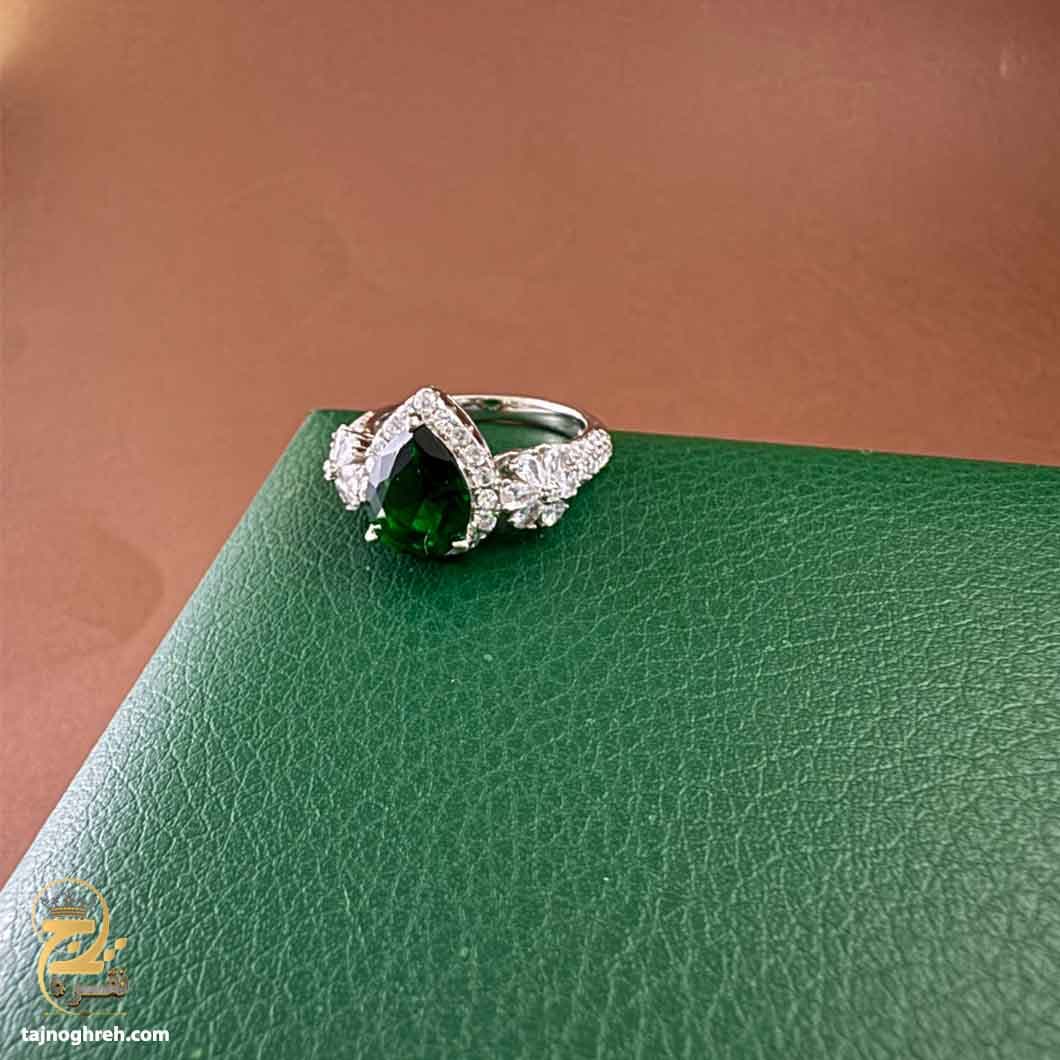 انگشتر نقره زنانه جواهری مجلسی مدل RSW F12 — تصویر ۵